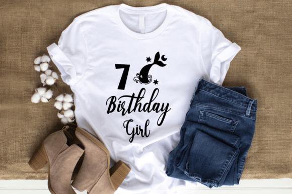 Mermaid 7th Birthday Girl Graphics for T-Shirt Designs